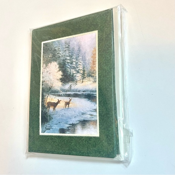 🏷️ Hallmark deer & snow mountain landscape set of 10 blank cards & envelopes - Picture 3 of 6